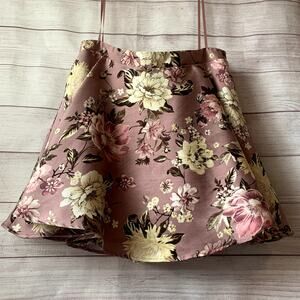 City Vibe Dusty Rose Floral Skirt Mini Flare Petticoat Formal Dance Size 15